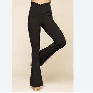 Popflex Crisscross Hourglass Flared Legging with Pockets Black 31" Size Medium